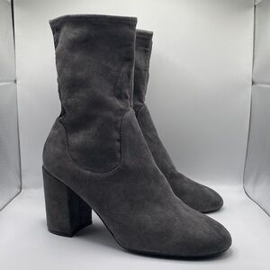 HALOGEN JACY STRETCH SOCK SUEDE BOOTIES GRAY WOMEN’S SZ 9M